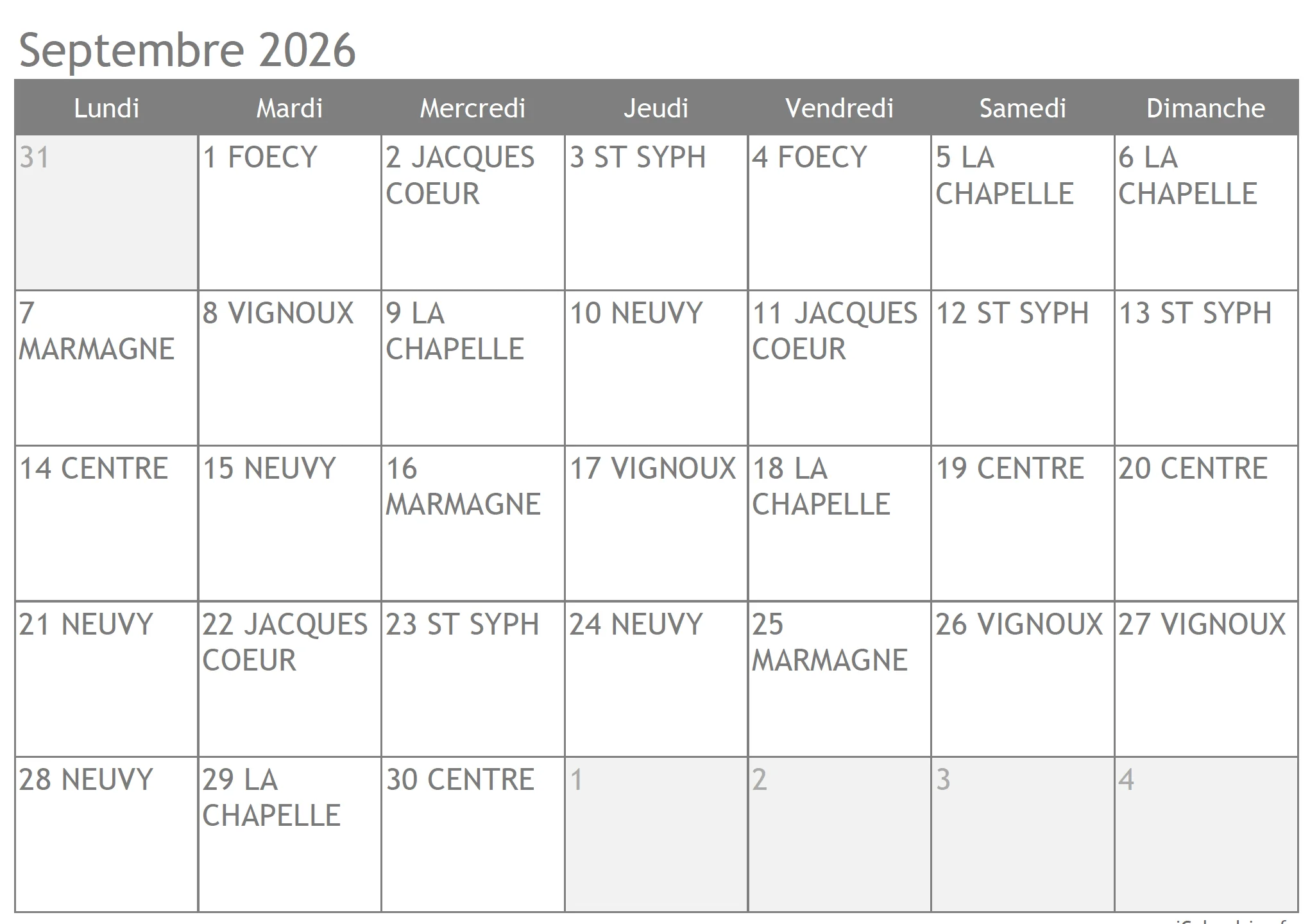 planning pharmacie de garde septembre 2026